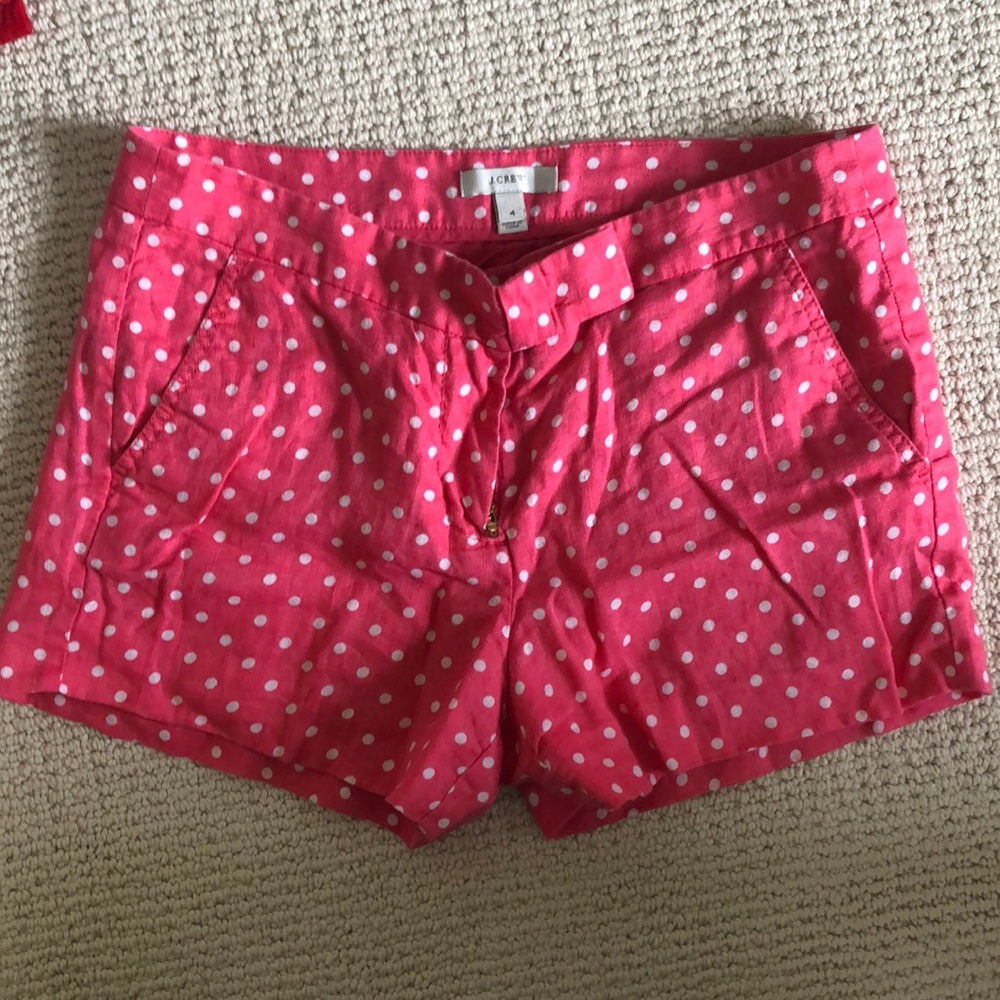 J. Crew pink polka dot 3” shorts size 4